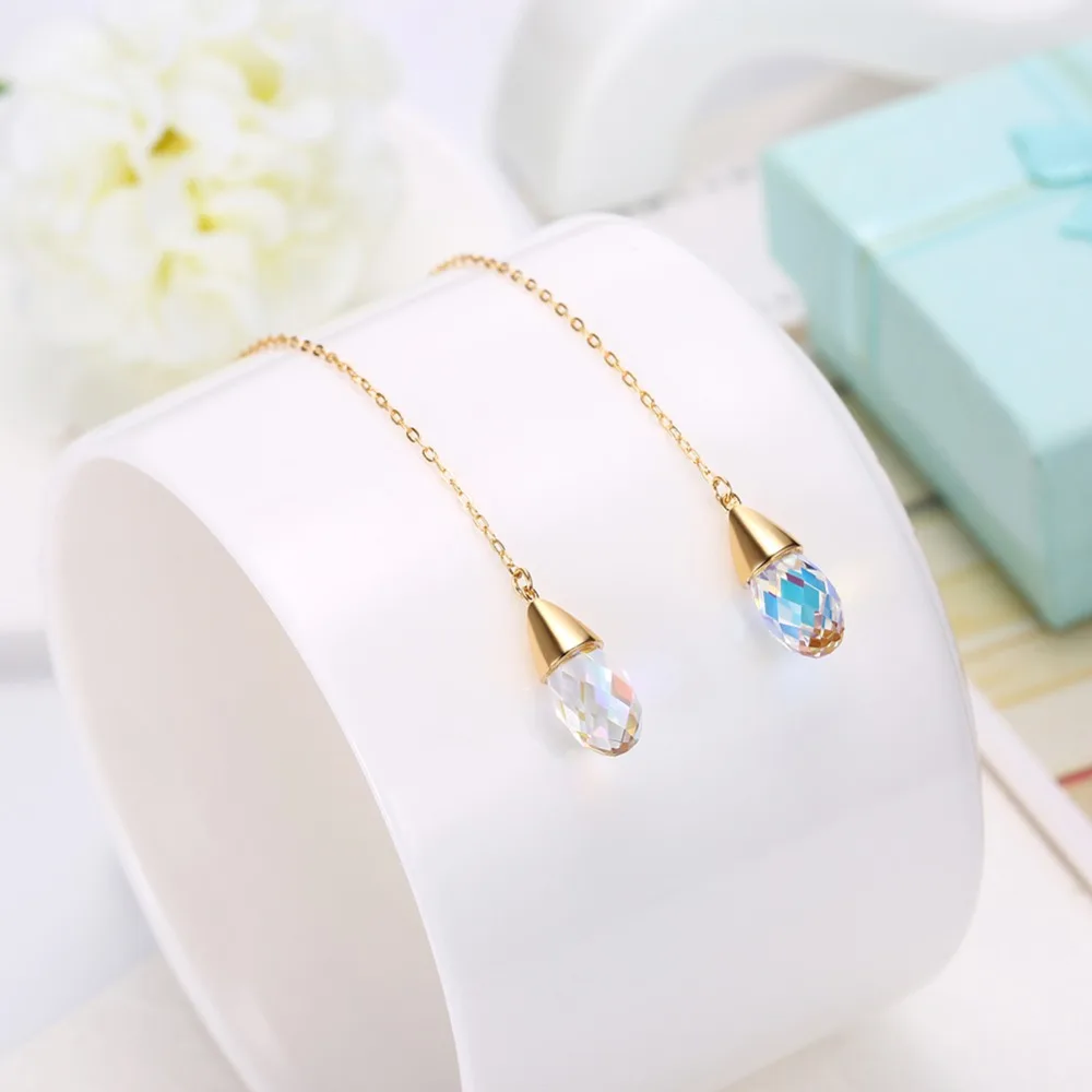 Серьги-капли LEKANI с кристаллами Swarovski, 925, модные женские элегантные серьги в форме капли воды, серьги с кристаллами, вечерние серьги в подарок