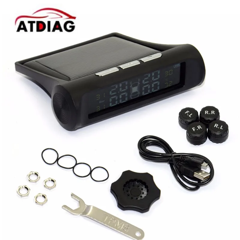 TPMS система контроля давления в шинах Солнечная энергия цифровой ЖК-дисплей Охранная система сигнализации давления в шинах s ELM327 OBD2