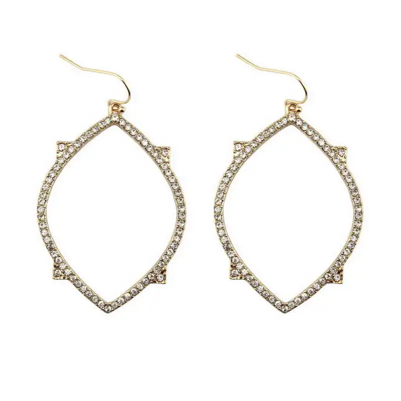 

Pave Cubic Zirconia Open Oval Statement Chandelier Earrings for Women 2020 Trendy Jewelry