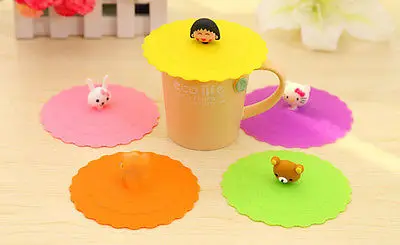 Симпатичная Пылезащитная силиконовая крышка для чашки Вакуумная Крышка кофе