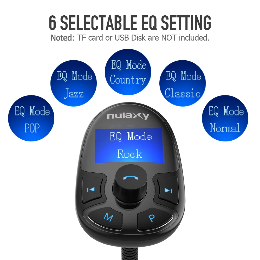 Nulaxy Bluetooth FM Transmitter Fast Charging Modulator Car MP3 Player Wireless InCar Radio Adapter Kit With Power On/Off | Автомобили и