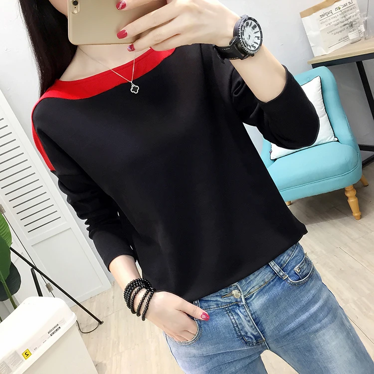 Blusas Mujer De Moda Осенние повседневные хлопковые блузки с вырезом лодочкой Лоскутные рубашки с длинным рукавом для женщин размера плюс женская одежда