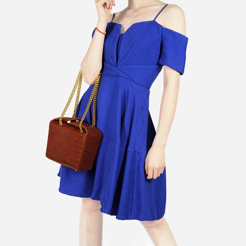 Женские сумки с цепочкой дизайнерские винтажные крокодиловым узором вечерняя