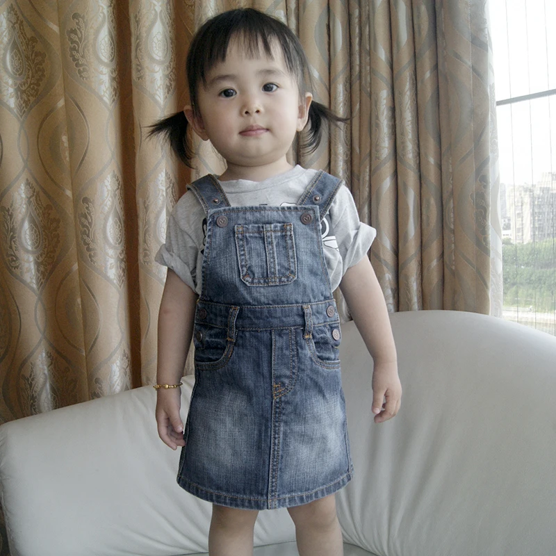 Джинсовые платья для маленьких девочек мини-сарафаны комбинезоны новорожденных