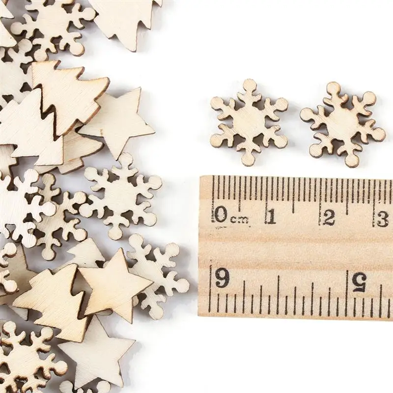 50pcs 15mm Natural Wooden DIY Christmas Tree Hanging Ornaments Pendant Gifts Snow Flakes Star Shape Xmas Decor |