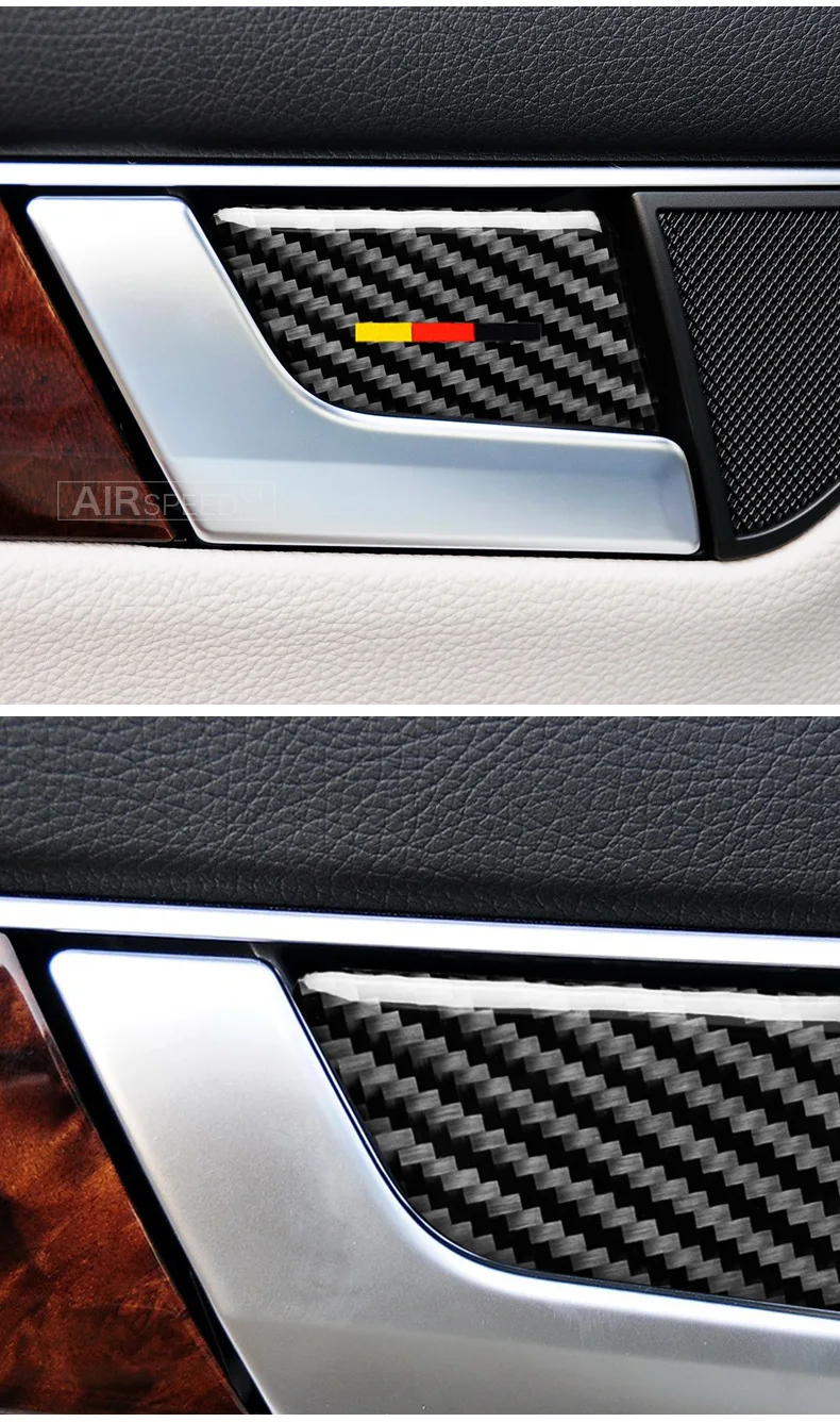 Airspeed для Mercedes C Class W204 E Class W212 аксессуары для салона автомобиля из углеродного волокна, дверные ручки, накладка на дверную чашу, наклейки