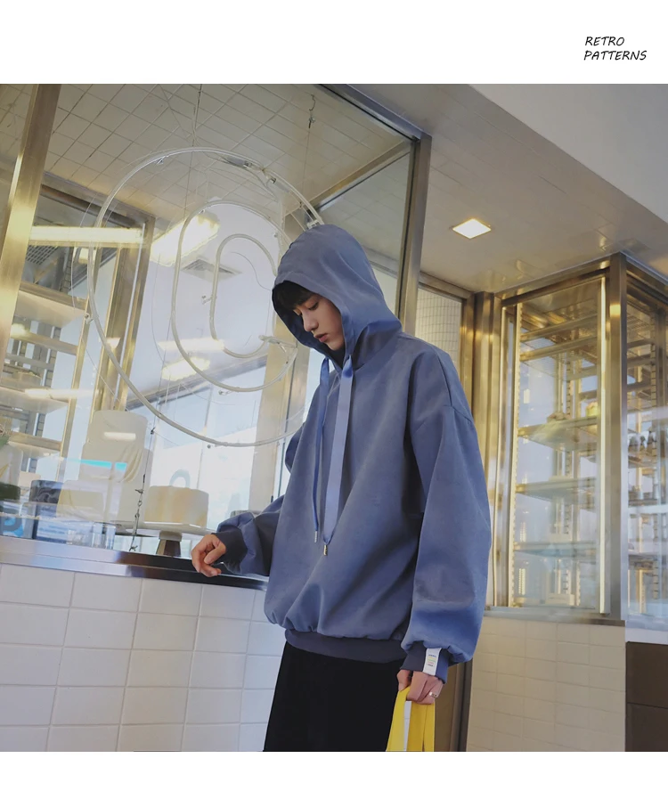 Осень зима новые толстовки для мужчин Корейская версия Techwear Мода Пара Толстовка с капюшоном мужской свободный пуловер хип хоп Уличная одежда