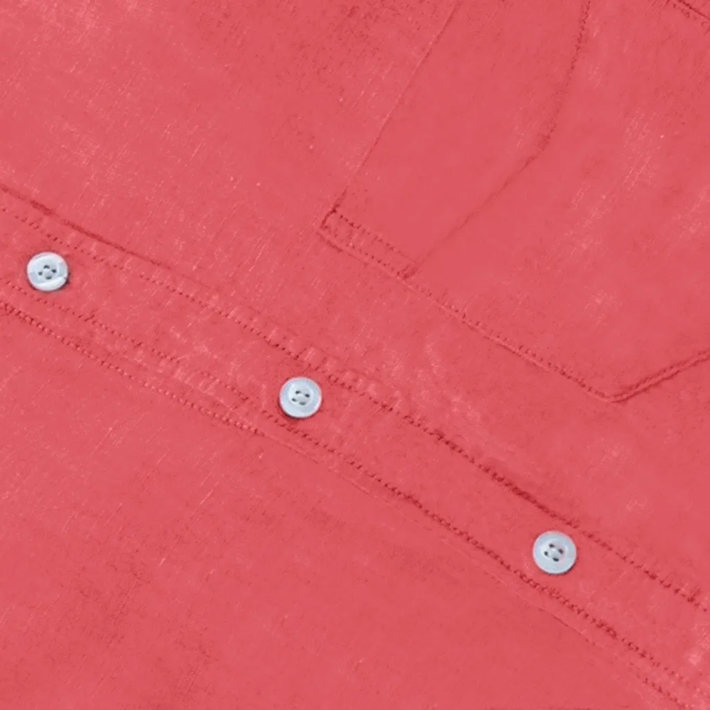 Рубашка мужская с длинным рукавом однотонная хлопково-Льняная мешковатая блузка