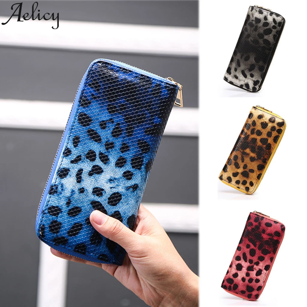 Aelicy длинный кожаный кошелек с леопардовым принтом в стиле ретро для монет