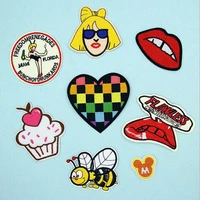1pc fabric embroidered heart bee patches clothes stickers bag sew iron on applique diy apparel sewing clothing accessories bu25