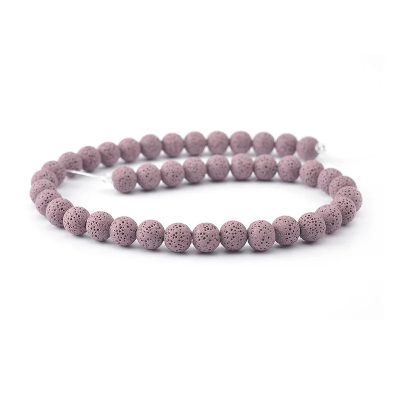 purple Вулканический камень из натуральной лавы Бусины Красочные черные круглые из лавового камня свободные бусины 6 мм-16 мм для DIY ожерелье браслет ювелирных изделий - Цвет: purple