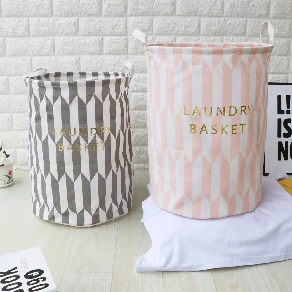 Waterproof Sheets Linen Cotton Clothing Storage Bucket Laundry Organizer Household Foldable Basket Home Supplies | Дом и сад