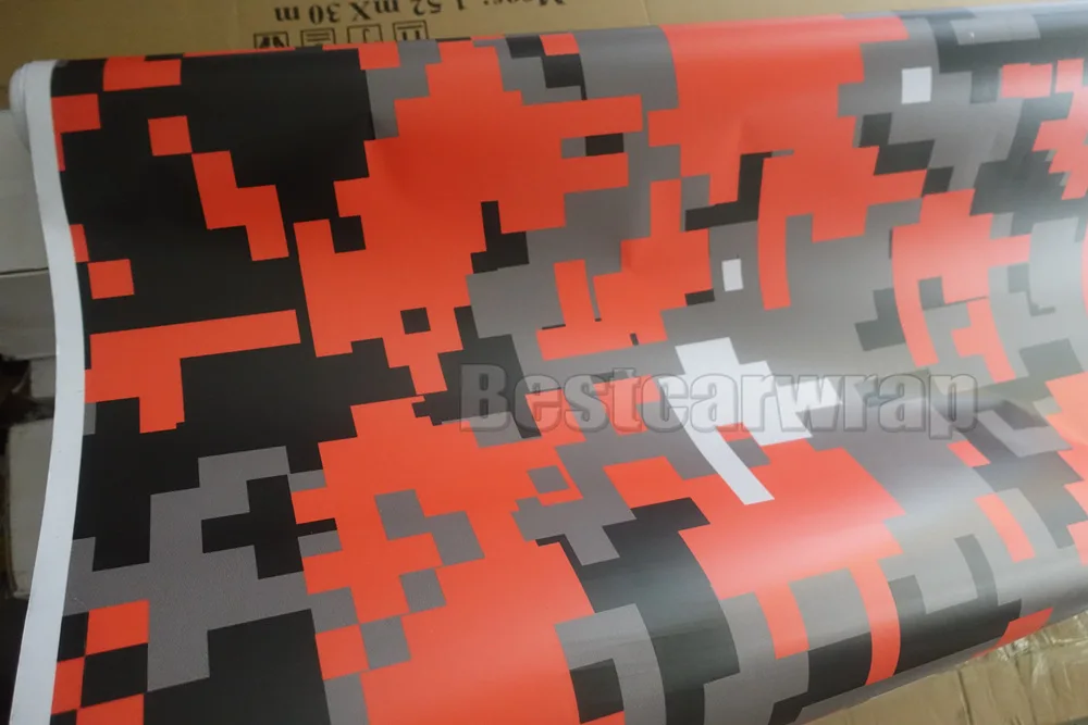 Large Digital Orange Tiger Camouflage Vinyl wrap Film with air Free / Pixel Car Sticker foil 1.52x30m/Roll 5x98ft |
