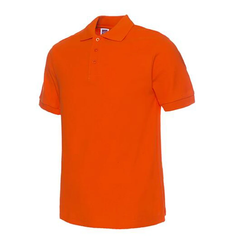 dark orange Новая брендовая мужская рубашка поло, мужская хлопковая рубашка поло с коротким рукавом, Повседневная Однотонная рубашка Camisa Polo Masculina De Marca S-3XL - Цвет: dark orange