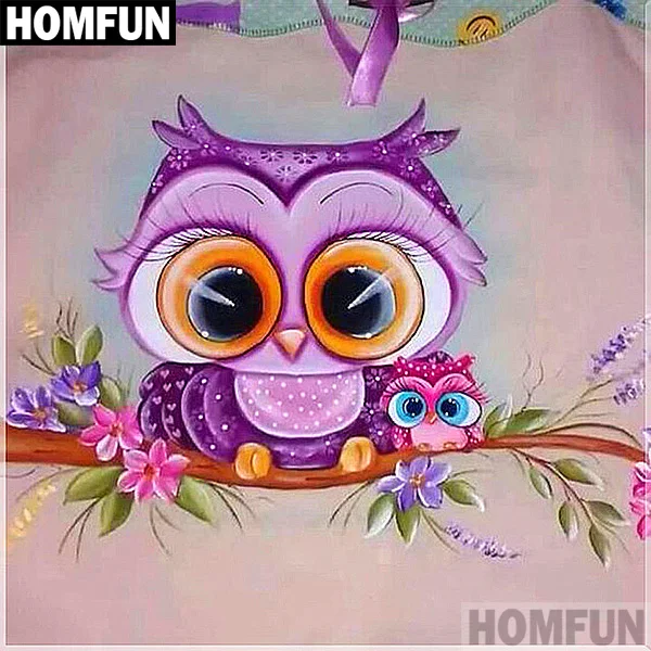 Цвет: желтый HOMFUN 5D DIY алмазная живопись полная квадратная/круглая дрель "мультяшная сова" 3D вышивка крестиком подарок домашний Декор подарок A06818 - Цвет: Цвет: желтый