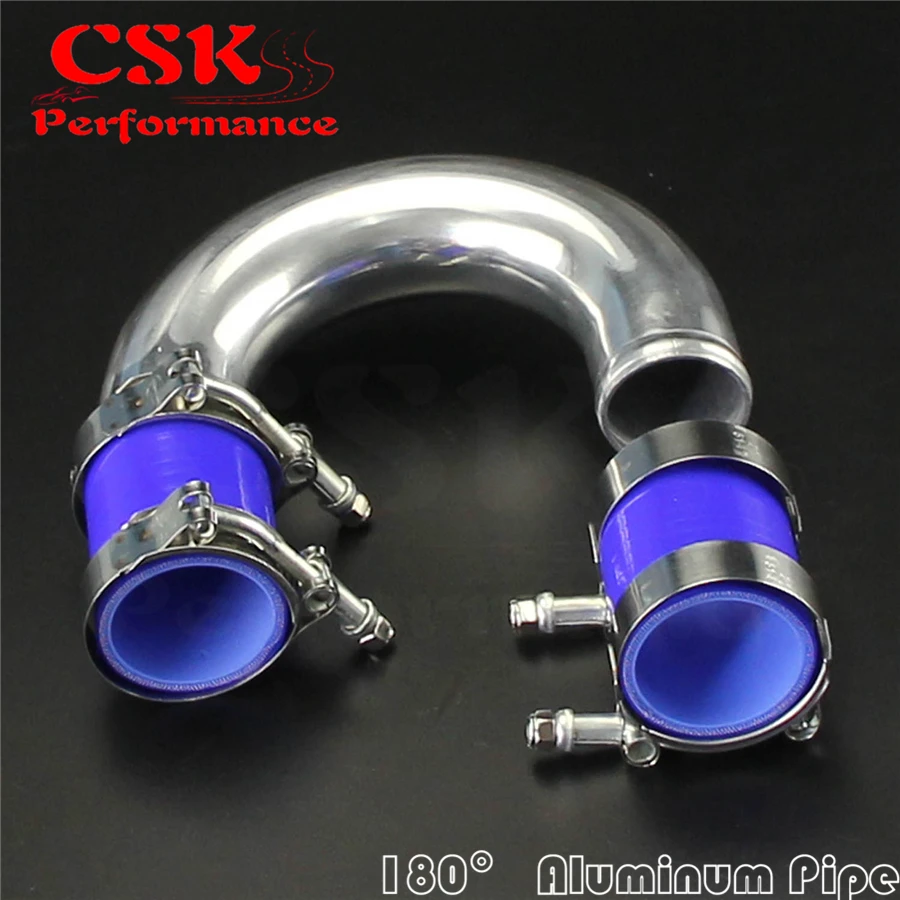 

57mm 2.25" 180 degree Aluminum Turbo Intercooler tube Pipe + silicon hose+clamps