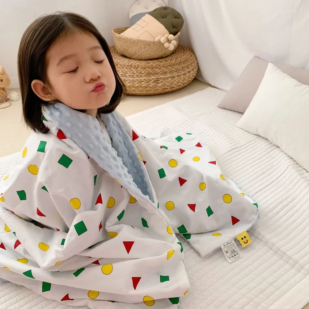 

110X150cm 3D точка зерна 2 слоя хлопка лицо Минки точка обратно мягкий тепловой малыш детское одеяло, дети одеяло