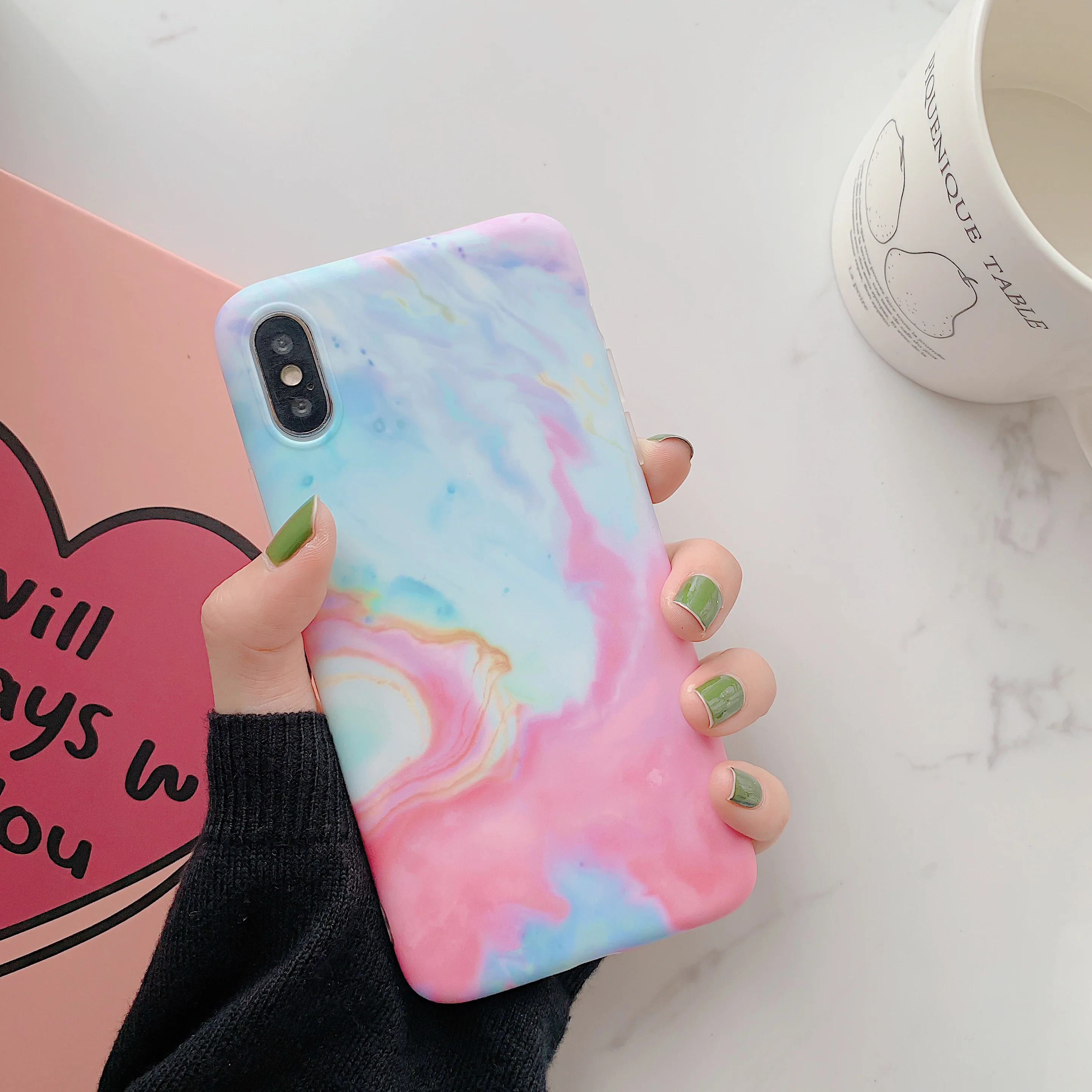 FLYKYLIN Синий Розовый художественный граффити чехол для iPhone 6 S 7 8 Plus XR X XS Max задняя