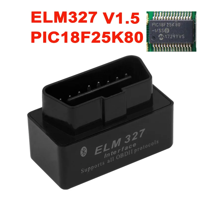 10 шт. ELM327 V1.5 Bluetooth для Android PIC18F25K80 ELM 327 V1.5 OBD2 сканер OBD 2 OBD2 автомобильный диагностический автоматический инструмент считыватель кода - Цвет: Black