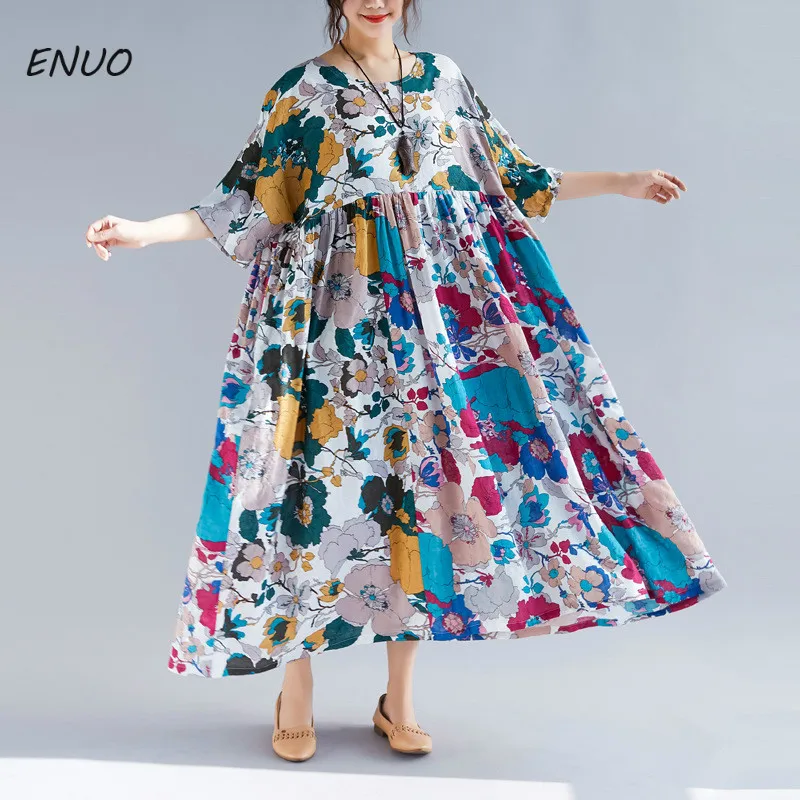 Женское платье с цветочным принтом в этническом стиле длинное пляжное богемном