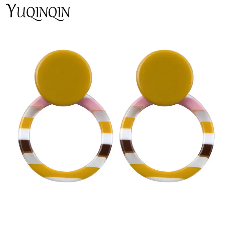 

Long Geometric Acrylic Resin Fashion Dangling Drop Big Earrings for Women Circle Dangle Large Earring for Girls Vintage Jewelry
