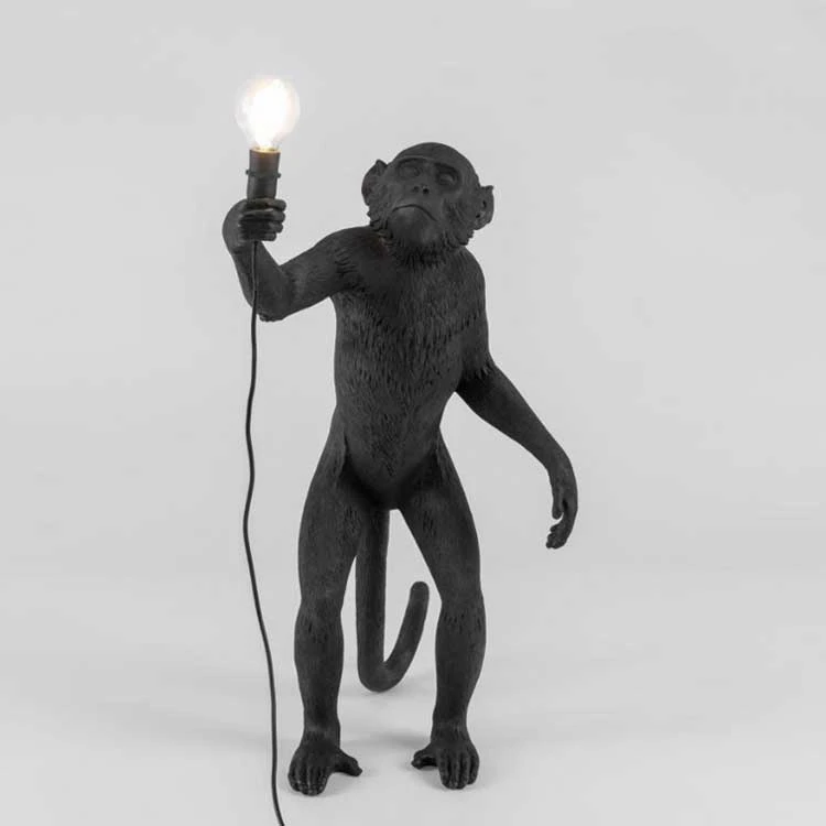 Floor Lamp-Black Светильник в виде обезьяны, современный подвесной светильник, AC110V-220V, подставка из смолы, торшер для бара, кофе, гостиной, детского внутреннего освещения, белый цвет - Цвет корпуса: Floor Lamp-Black