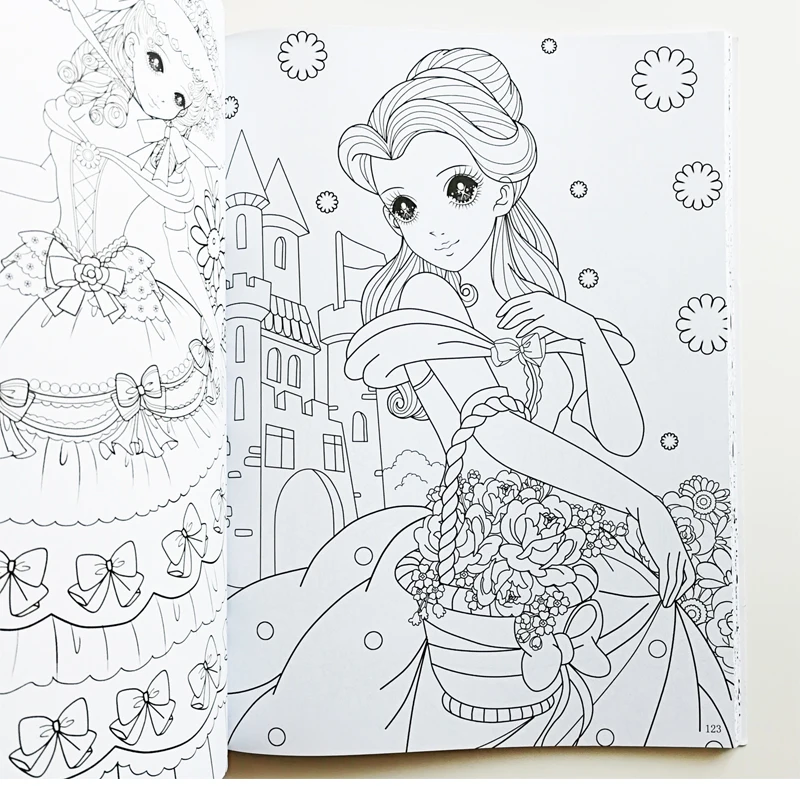 Pretty Princess книжка-раскраска I(около 200 Принцесс) для детей/девочек/взрослых книжка-раскраска и книга большого размера