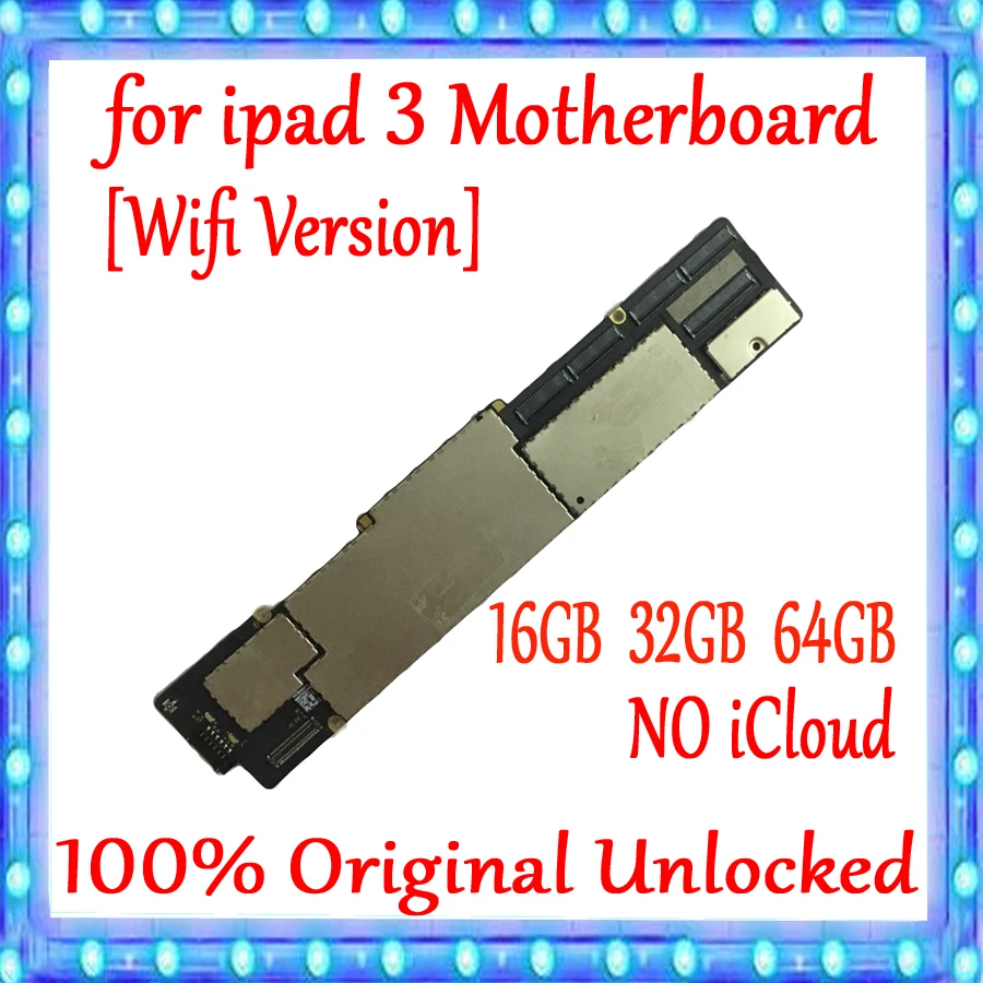 16 ГБ 32 ГБ 64 ГБ оригинальная материнская плата для iPad 3 wifi/3g версия разблокированная материнская плата Бесплатный iCloud модель Материнская плата замена