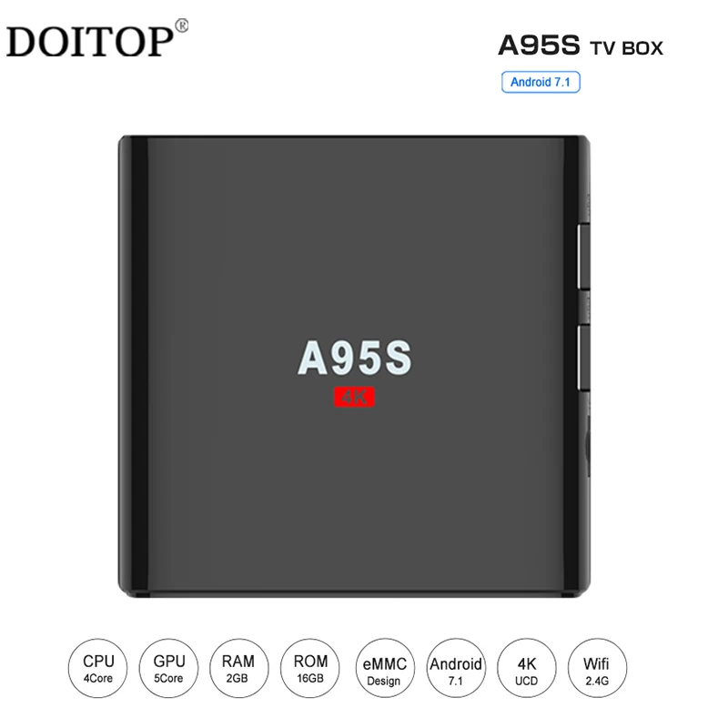 DOITOP Smart Mini Android HD TV BOX A95S Android 7,1 2 Гб 16 Гб WIFI 100M LAN Smart Android TV Box 4K Поддержка 3D HD медиаплеер