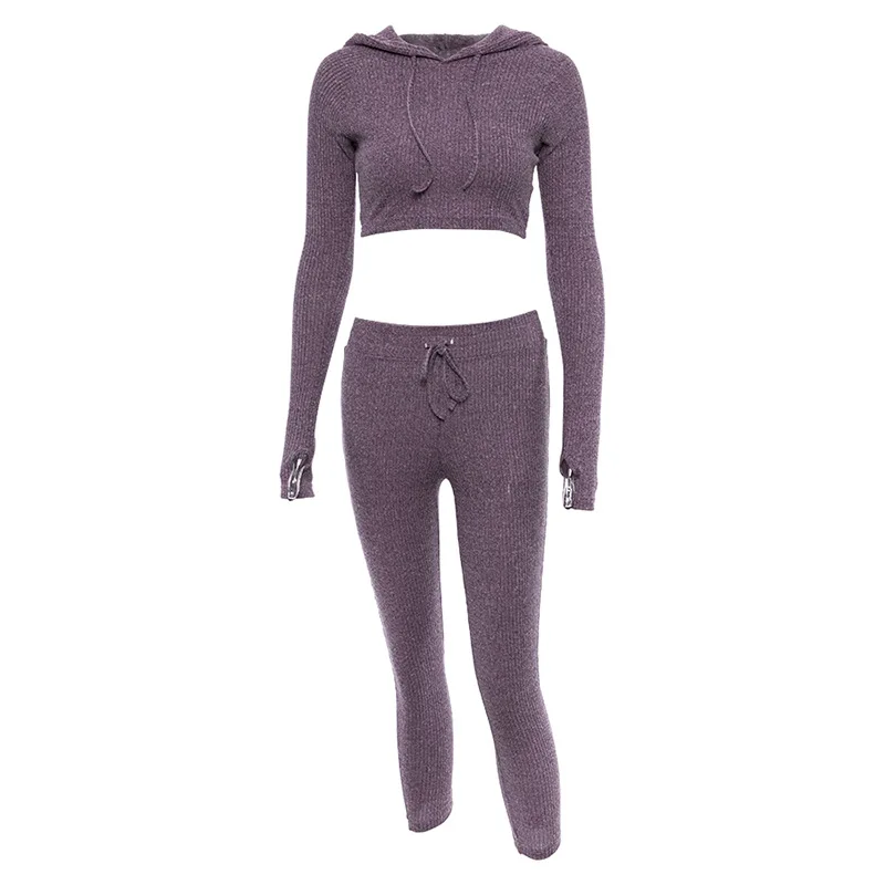 Dark purple 2 шт./компл.; Новинка; Верхняя одежда с капюшоном Повседневная женская обувь спортивная Фитнес костюм Для Женщин Йога спортивные наборы для ухода за кожей тренировки Толстовка Леггинсы Спортивная одежда - Цвет: Dark purple