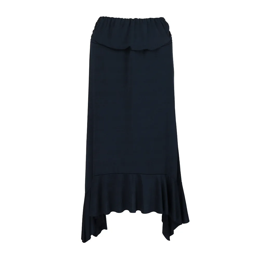 Свободная Страусиная Женская однотонная струящаяся юбка-платок Hemline миди юбка с высокой талией длинная юбка женская повседневная юбка в стиле ампир
