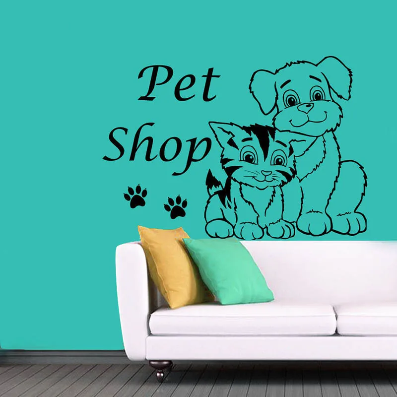 

Pet Shop Animal Salon Wall Sticker Comb Paws Art Dogs Cats Grooming Salon Poster Mural Fashion Modern Decals W368