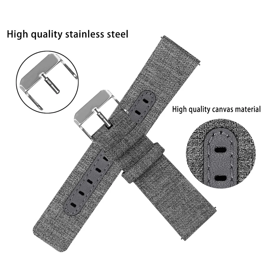 Quick Release Canvas Watch Band Wristband for Fitbit Versa Strap Smartwatch Replacement Wrist Bracelet | Электроника