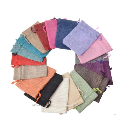 

2019 new 50pcs four size Cotton and linen cloth teacup jewelry collection bundle pocket drawstring buddhist beadspaper tray bag