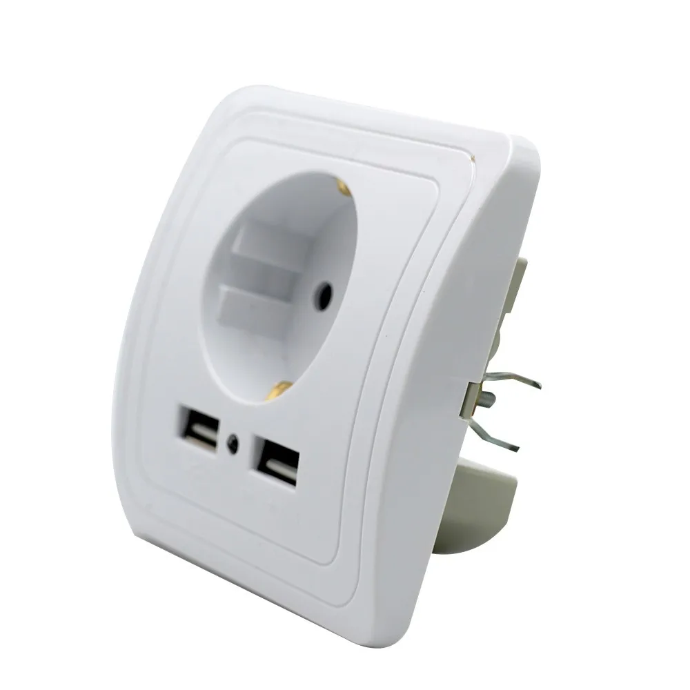 Настенный сенсорный выключатель, штепсельная розетка с двумя usb-переключателями, белое, черное, золотое, Хрустальное стекло, 1, 2, 3 комплекта, 1 способ от Makerele - Цвет: White EU Plug Socket