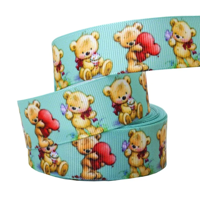B3R240 1 inch 25mm Printed Cartoon Grosgrain Ribbon 10yards Dog Bear Unicorn Animal Gift Decoration accessories - Цвет: B3R240