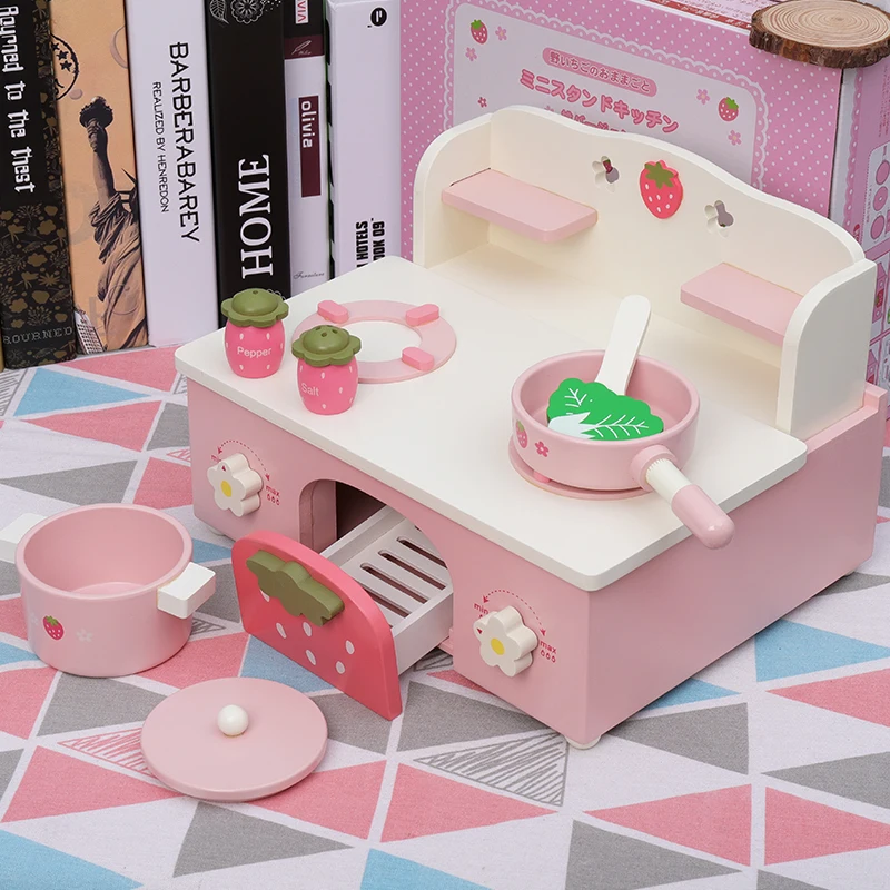 Играть дома игрушки Кухня игрушки детские игрушки розовый деревянный набор Приготовление Риса настольная Имитация Модель игрушечная кухонная утварь девочек Подарки