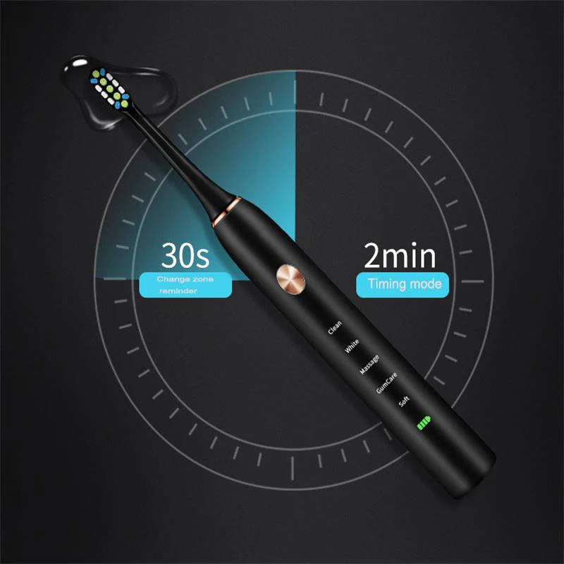 Usb Ультразвуковая электрическая зубная щетка для взрослых зарядка вибрация