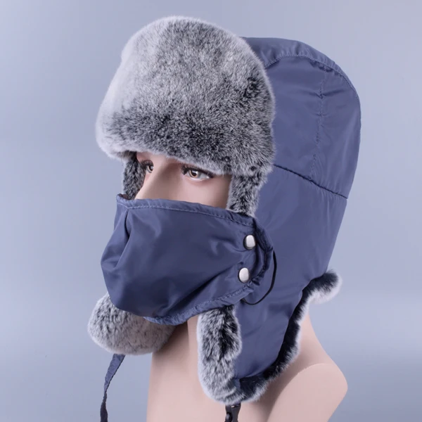 hat01 Raglaido зимние шапки для мужчин меховая шапка натуральный мех кролика рекс ушанка зимняя шапка Авиатор с ушкой 56-59 см LQ11249 - Цвет: hat01