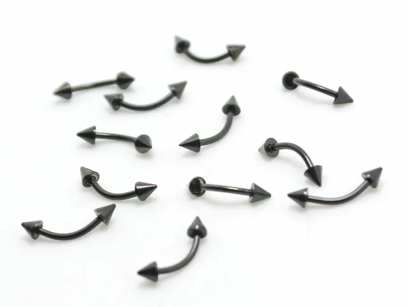 Изогнутое Кольцо для пирсинга бровей черные украшения тела с острие из