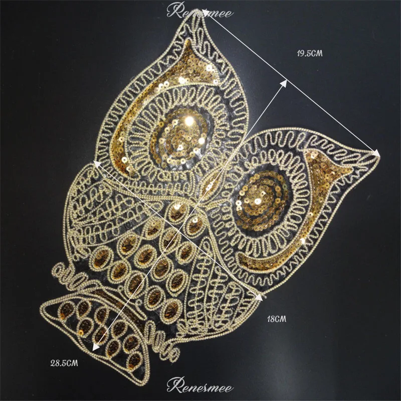 1 шт. блестки Золотая аппликация в виде совы одежда вышивка нашивка тканевая