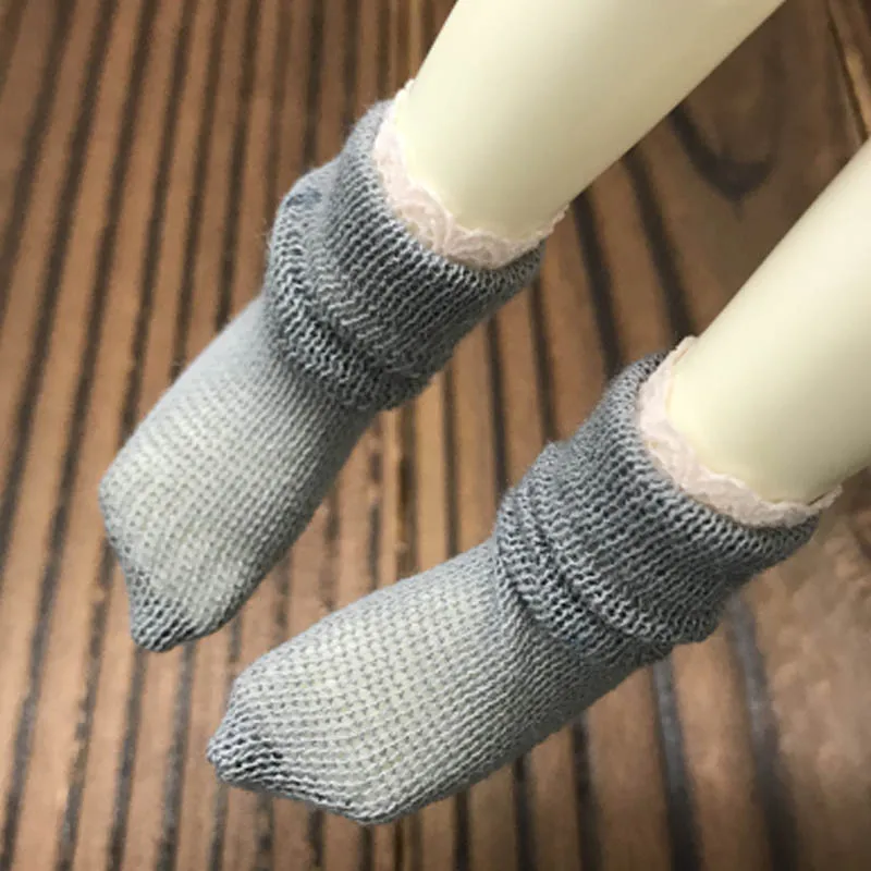 grey 1 пара вязанных шерстяных коротких носков для кукол Blythe 1:6, носки для кукол Барби, носки для кукол Momoko OB Azone 1/6, аксессуары для кукол - Цвет: grey