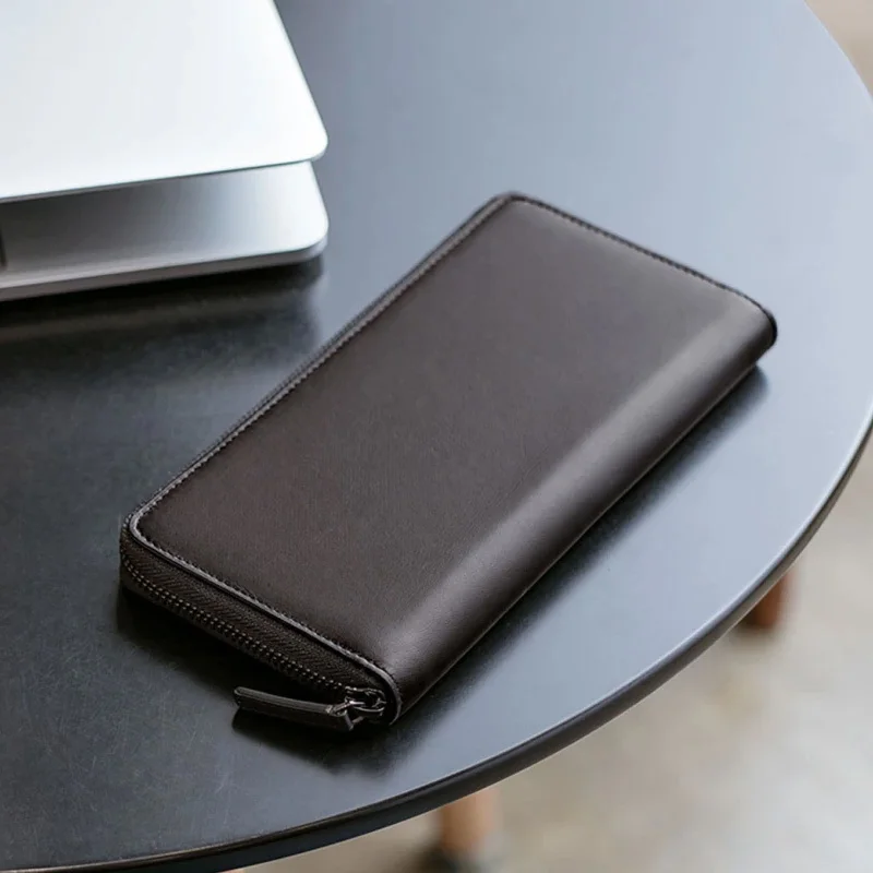 Xiaomi 90 забавный мужской деловой кошелек, держатель для карт, кошелек, классический длинный кошелек, Воловья кожа, черная молния, не царапается, высокое качество