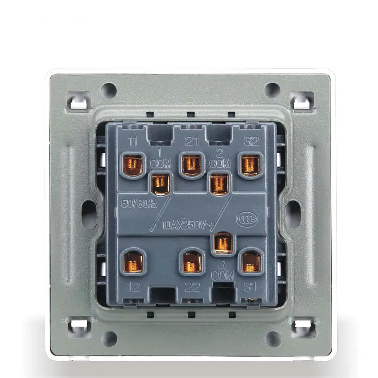 

Home Wall Switch Socket, 86 Hidden Black Vintage, Three Double Control Switch Panel, PC 220V 10A