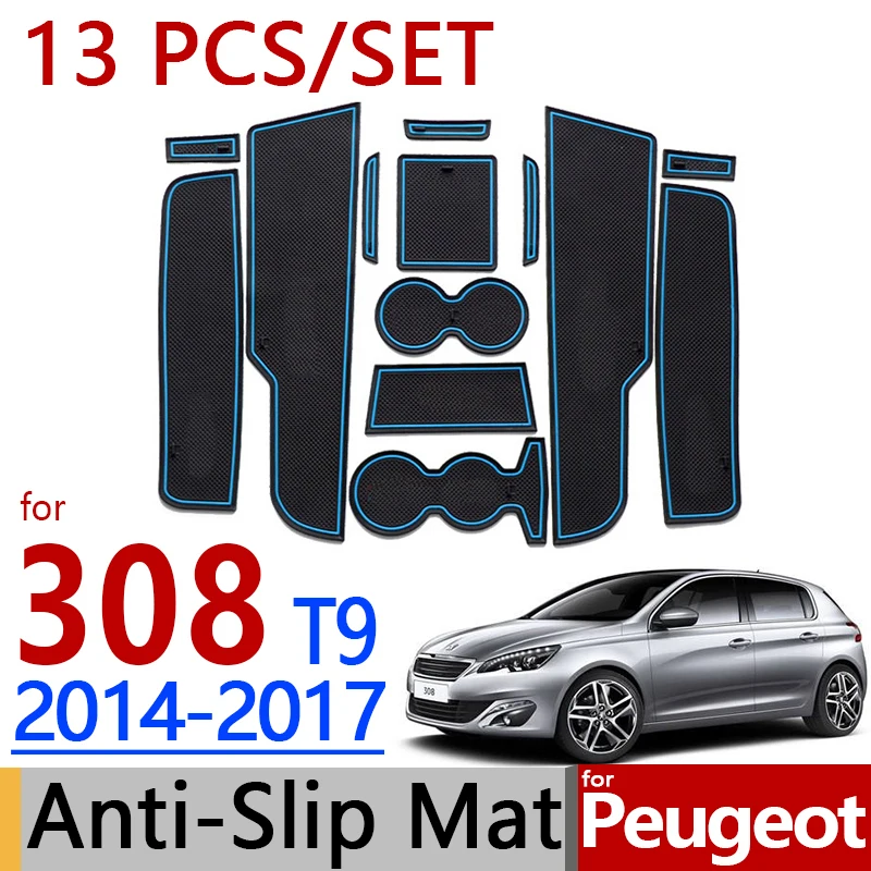 Для Peugeot 308 T9 2014 2017 противоскользящая резиновая чашка Подушка дверь паз мат 13