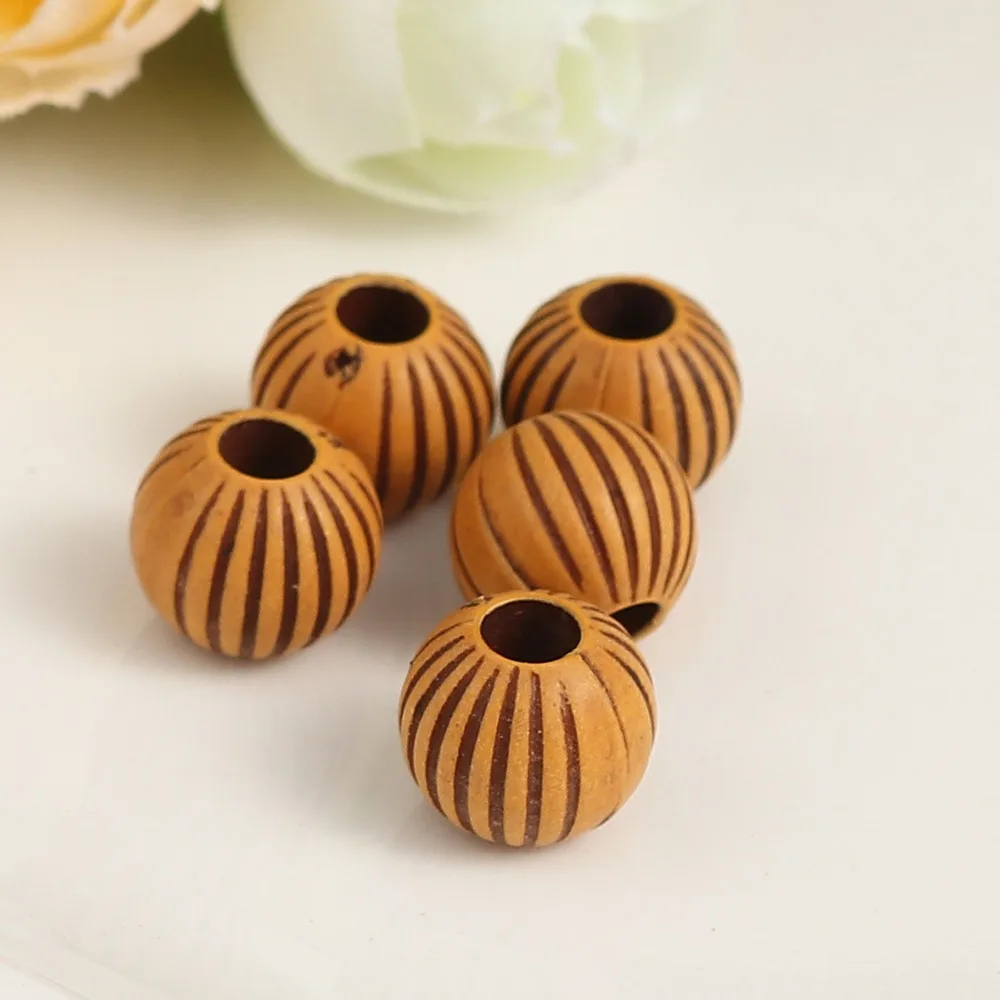 DoreenBeads круглые акриловые бусины цилиндрический коричневый полосатый рисунок