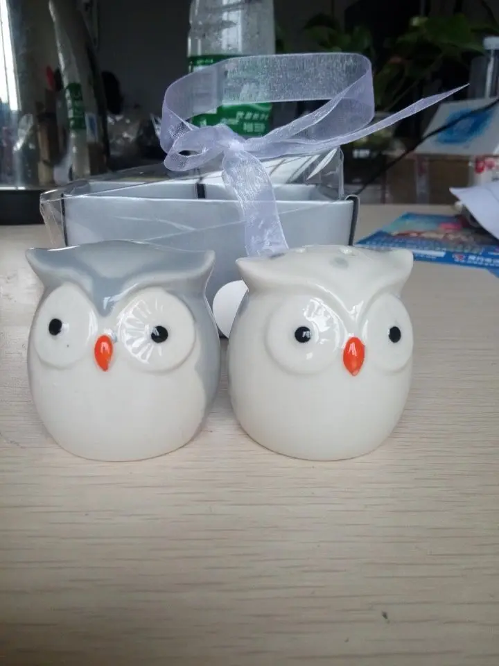 Wedding Favors and Gifts Baby Shower Owl Always Love You Ceramic Salt Pepper Shaker Free Shipping 60pcs=30sets/lot | Дом и сад