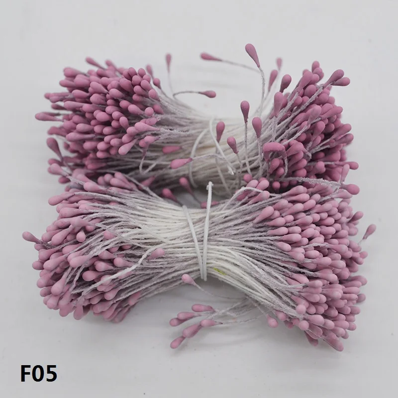 F05 800 шт 1,5 мм мини цветок тычинки Двойные головки Pistil DIY ремесло свадебные украшения искусственные карты торты Цветы Аксессуары - Цвет: F05
