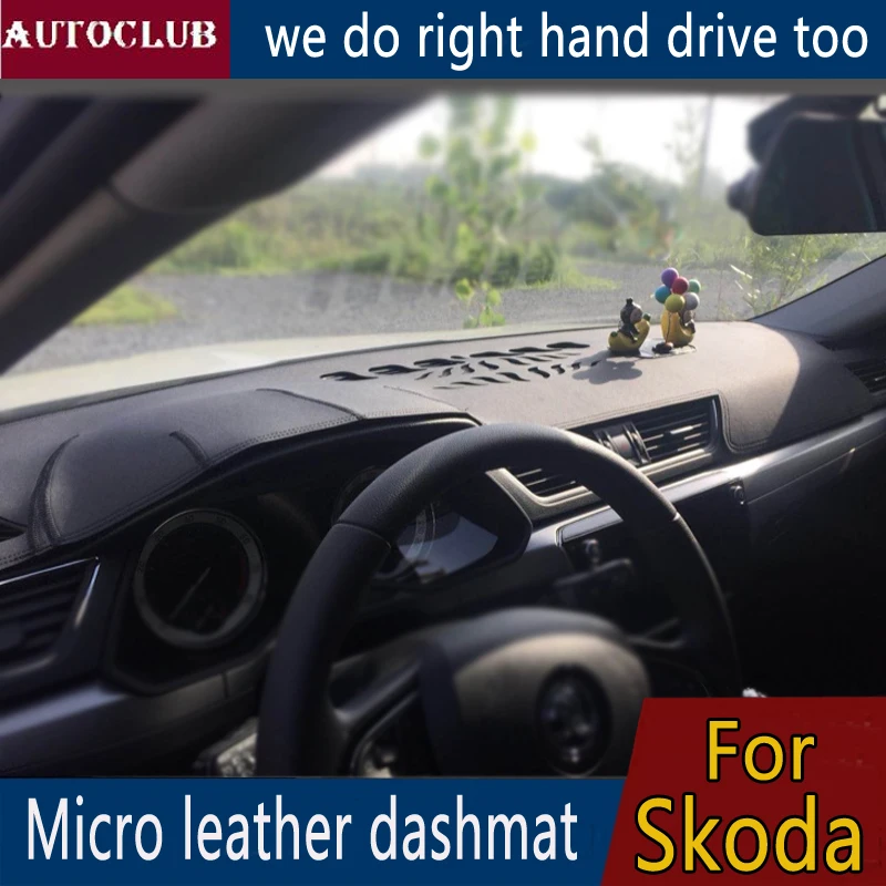 

For skoda Fabia Octavia Rapid Superb Kodiaq Karoq Leather Dashmat Dashboard Cover Pad Dash Mat sun shade Carpet custom 2014-2019
