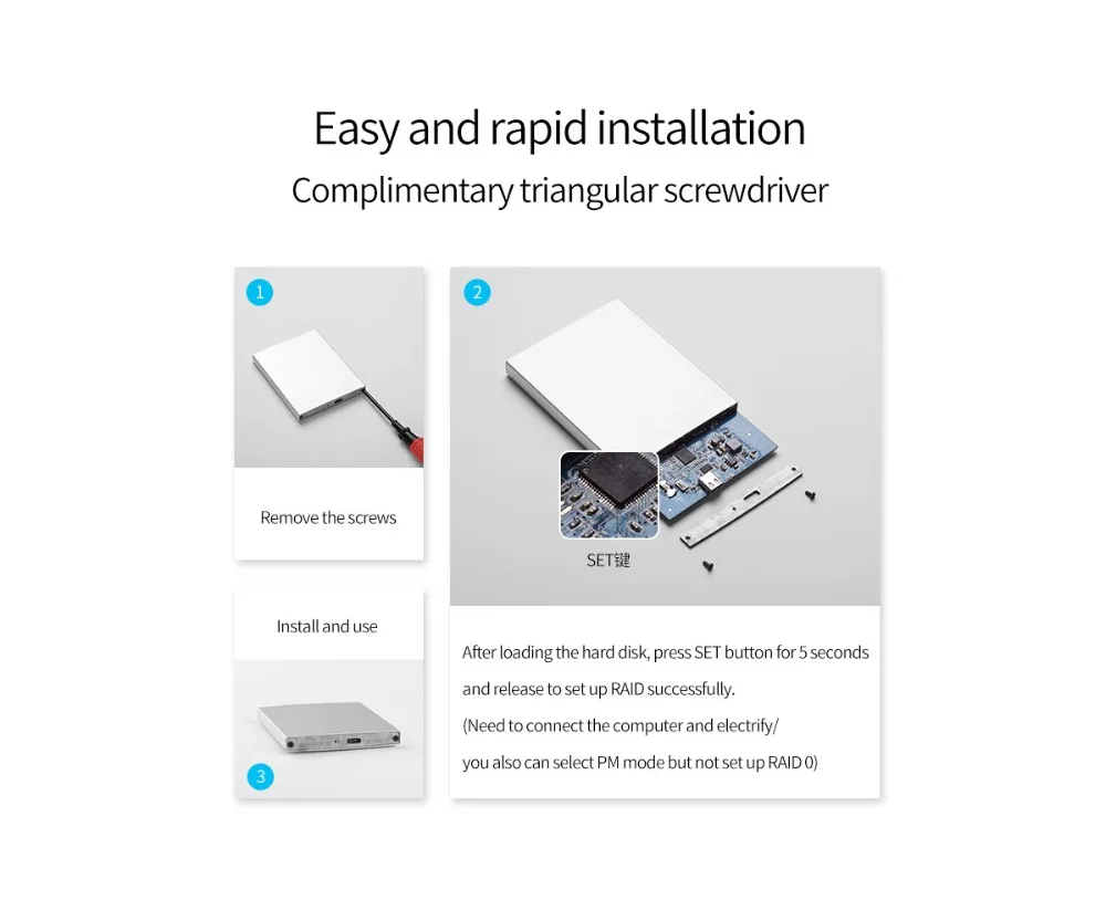 Чехол ORICO алюминиевый для SSD накопителя с двумя отсеками типа C и mSATA 10